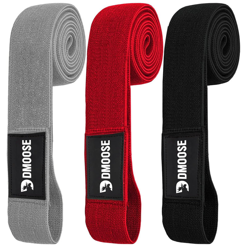DMoose Fitness Fabric Resistance Bands for Full Body Exercises - Non-Slip Thick Cloth Stretch Band for Squats, Lunges & Bicep Curls - Long Resistance Bands for Working Out - Booty Band for Men & Women Long Bands (Pack of 3) V2 - BeesActive Australia