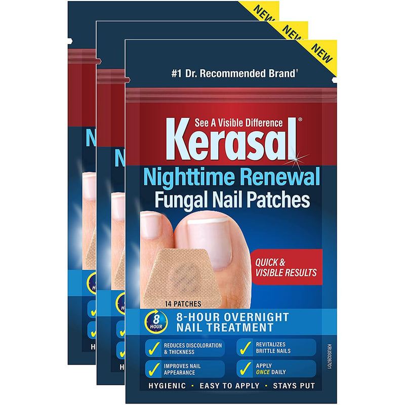 Kerasal Nighttime Renewal Fungal Nail Patches - 14 Patch 3 Pack - Overnight Nail Repair for Nail Fungus Damage, 8-Hour Nail Treatment Restores Healthy Appearance Nail Renewal Patches (3 Pack)