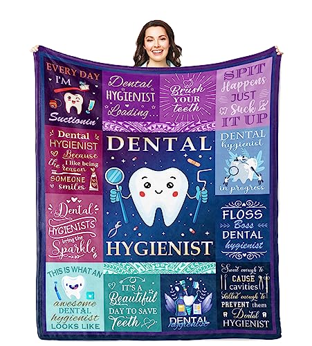 Sozien Dental Hygienist Gifts Blanket - Graduation & Student Gift, 60"x50" Dental Hygienist - Purple 50‘’x60‘’