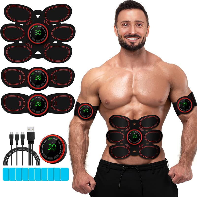 Abs Stimulator Muscle Toner, Ab Machine Trainer USB Rechargeable Gear for Abdomen/Arm/Leg, Fitness Strength Training Workout Equipment Men and Women DR6-E8 - BeesActive Australia