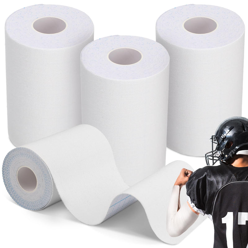 Jenaai 4 Pcs Football Turf Tape Sports Tape Extra Wide Athletic Turf Tape Waterproof Flexible for Arms Sticky Tape for Athlete and Sport Trainers Accessories, 16.4 Feet Each Roll (White) White - BeesActive Australia