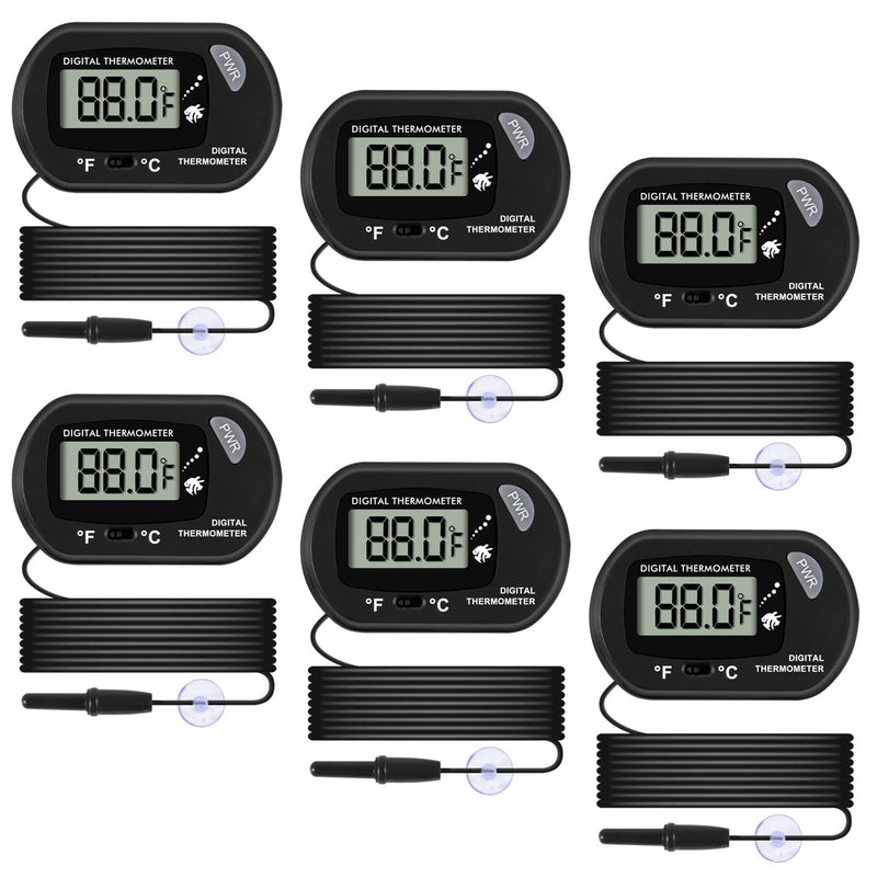 Aquarium Thermometer, Fish Tank Thermometer, Water Thermometer with 3.3ft Cord Fahrenheit/Celsius(℉/℃) for Vehicle Reptile Terrarium Fish Tank Refrigerator (6pcs) 6pcs - BeesActive Australia