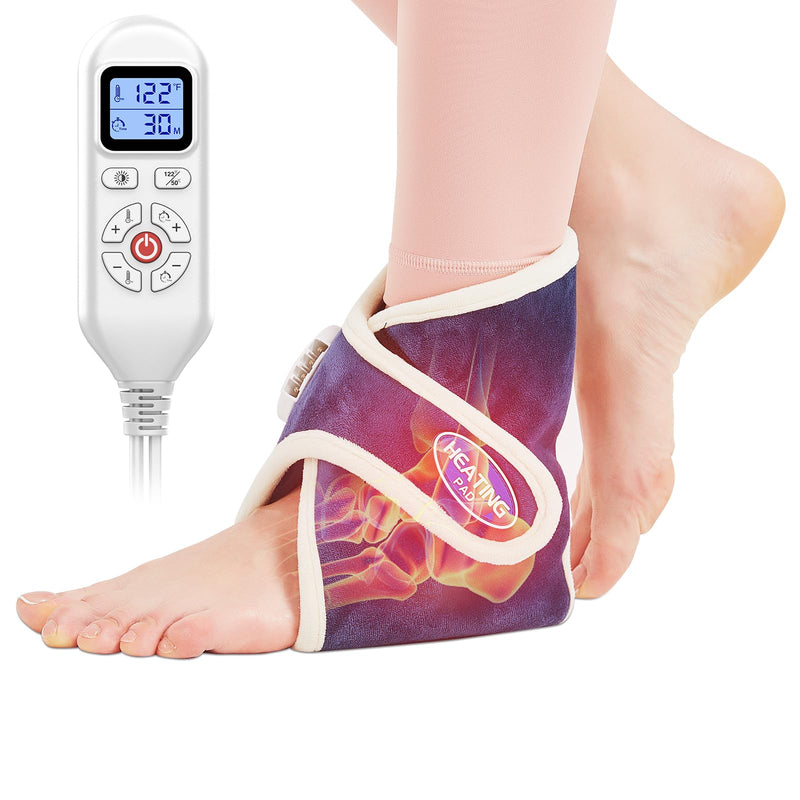 AOBOCO 1 Pack Ankle Heating Pad for Pain Relief - Foot Ankle Wrap for Planters Fasciitis/Achilles Tendinitis - Auto Shut Off & 86℉-158℉ Adjustable Heated Ankle Brace for Men/Women - BeesActive Australia