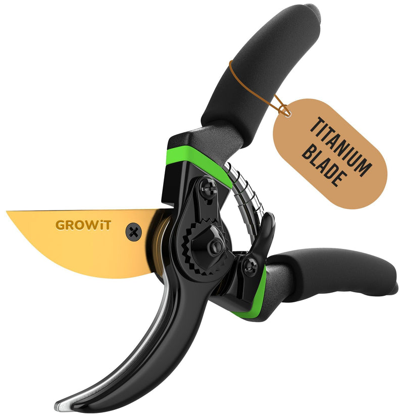 GrowIt 8.5" Professional Titanium Bypass Pruning Shears (T13)- Super Sharp Premium Garden Shears, Pruning Shears For Gardening, Garden Hedge Clippers Handheld Pruners - Garden Scissors Heavy Duty Tool Heavy Duty Pruner - BeesActive Australia