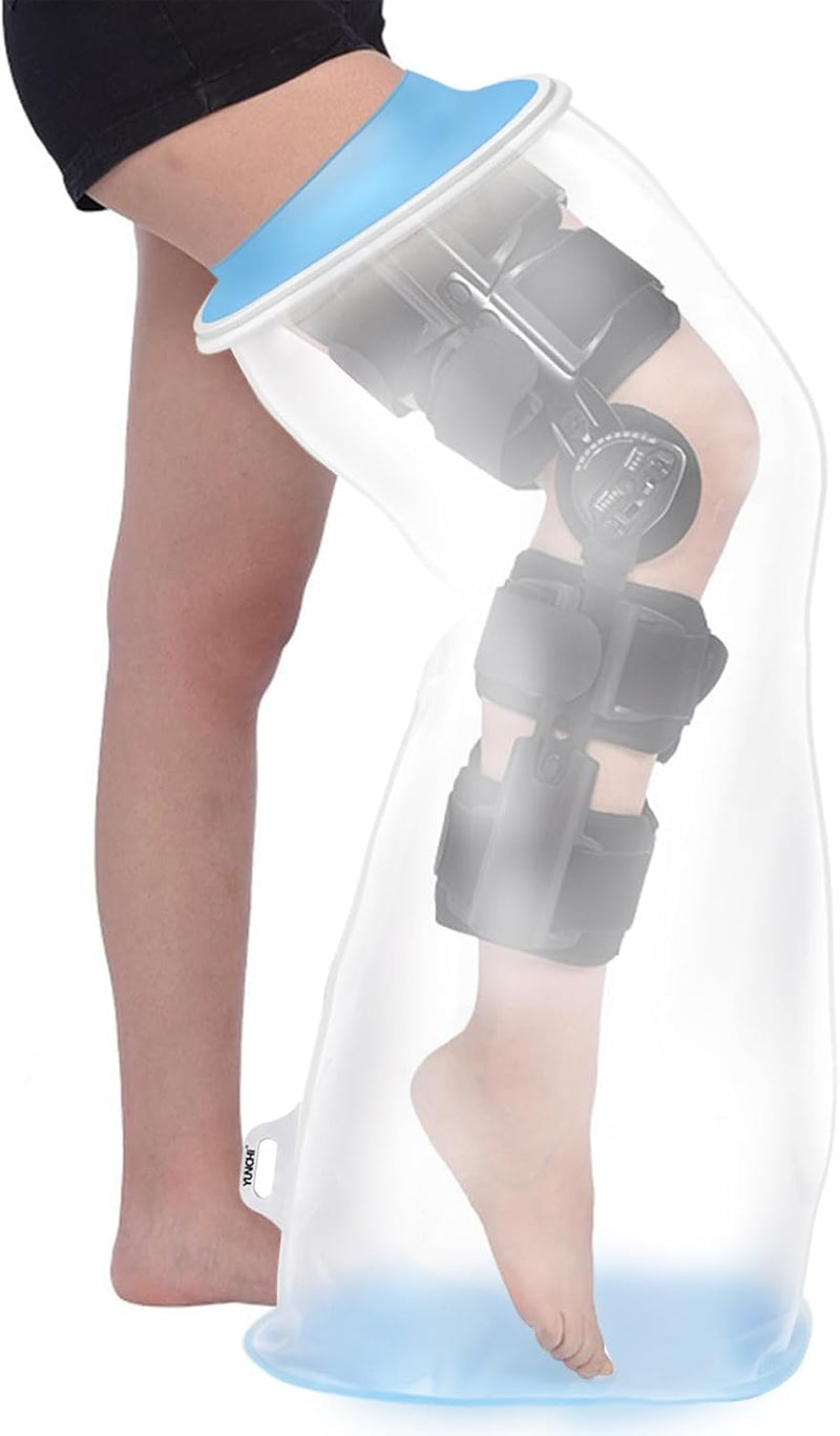 YUNCHI Upgraded Extra Wide Full Leg Cast Cover for Shower after Knee Surgeries with Non-Slip Bottom for Leg Wounds, Bandage, Large Cast, Knee Immobilizer/Brace, Walking Boots, Reusable NEW-Extra Wide-Full Leg - BeesActive Australia