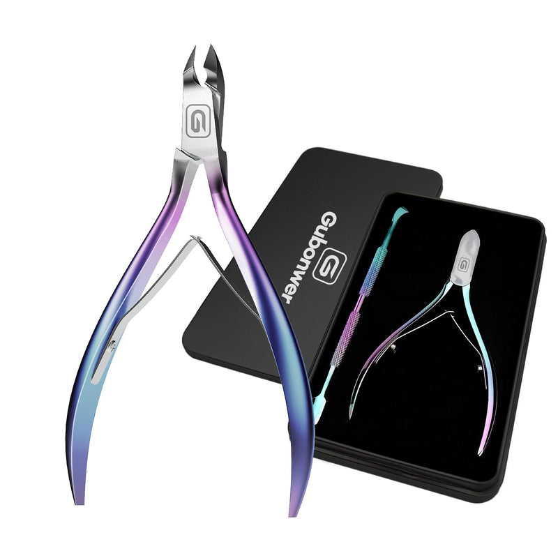 Cuticle Trimmer 3/4 Jaw Extremely Sharp Cuticle Nippers Scissors Stainless Steel Clippers Cutter Remover Pedicure Manicure Nail Tool, cuticle pusher, nail cuticle trimmer professional cuticle cutter Cuticle Nippers+cuticle Pushers/Colorful-b - BeesActive Australia