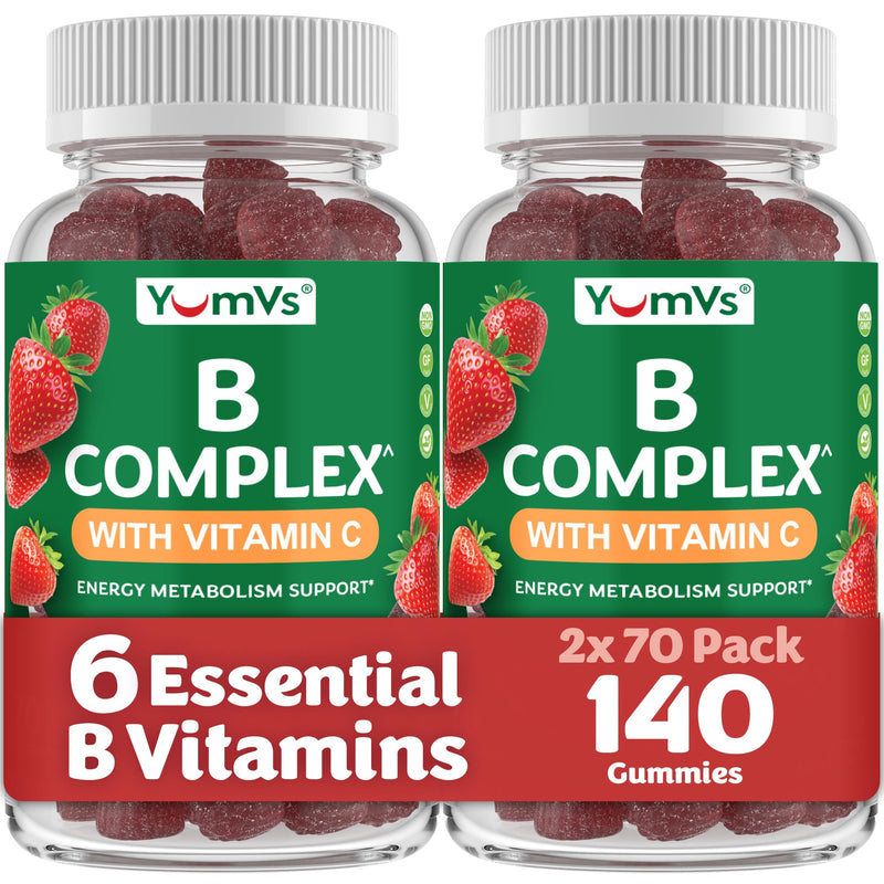 B Complex Gummies with Vitamin C – Great Tasting 1 a Day Energy & Nervous System Support for Adults – Vegan, Kosher, Non-GMO Vitamin B Complex Gummies with B12, B6, & Folic Acid – 70 Count (2 Pack) 70 Count (Pack of 2)