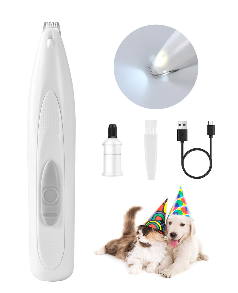 Dog Paw Trimmer with LED Light, Rechargeable Cordless Electric Grooming Clippers, Low Noise Pet Hair Shaver for Small Dogs Cats Trimming Around Paws, Eyes, Ears, Face, Rump - BeesActive Australia