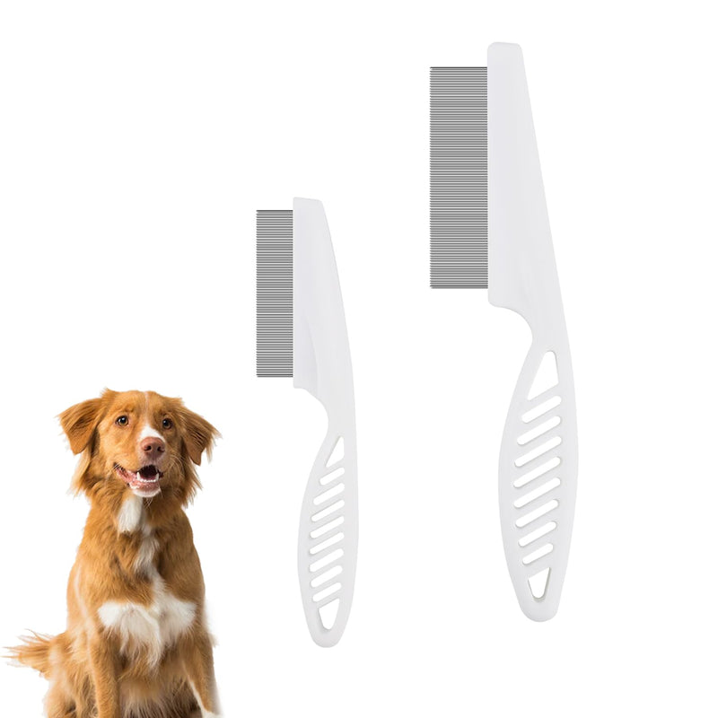 Pet Hair Comb, 2 in 1 Multifunctional Pet Hair Comb, Stainless Steel and ABS Material, 2 Packs, for Grooming and Dehairing Face and Paws, Tear Stain Removal, Cat Comb, Dog Comb White - BeesActive Australia
