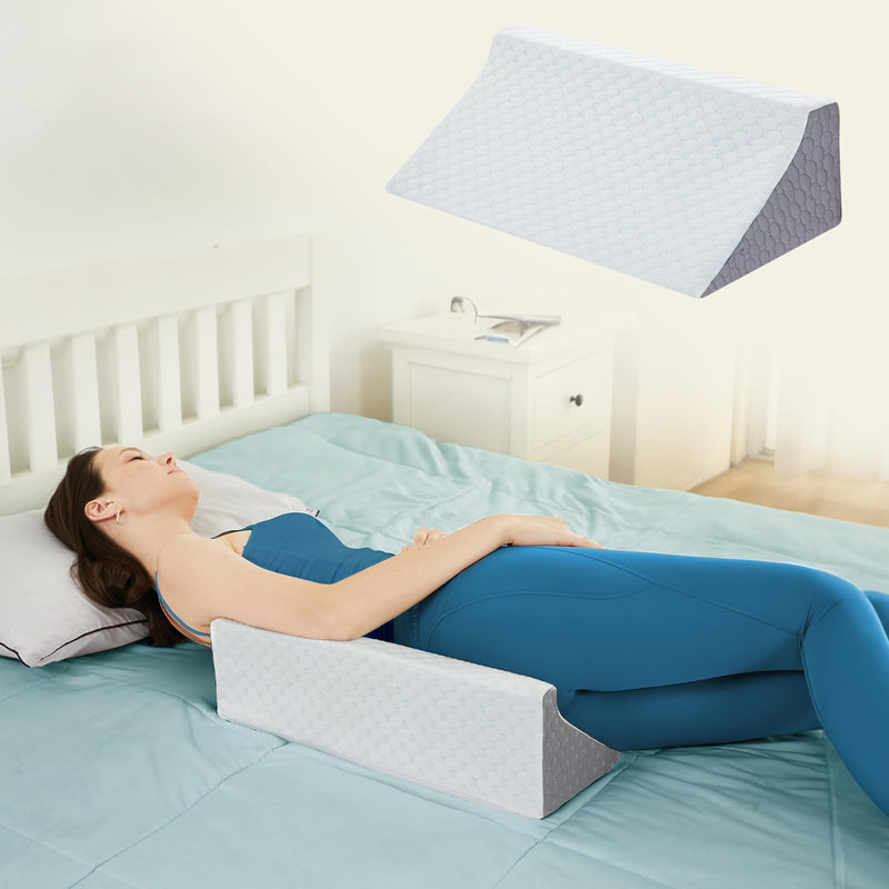 Side Wedge Pillow for Sleeping - Bed Wedge Pillow Body Positioner for Back Support, Suitable for Pregnancy/Postoperative Back Pain, Pillows for Side Sleeper White & Gray 20 Inch Length - BeesActive Australia