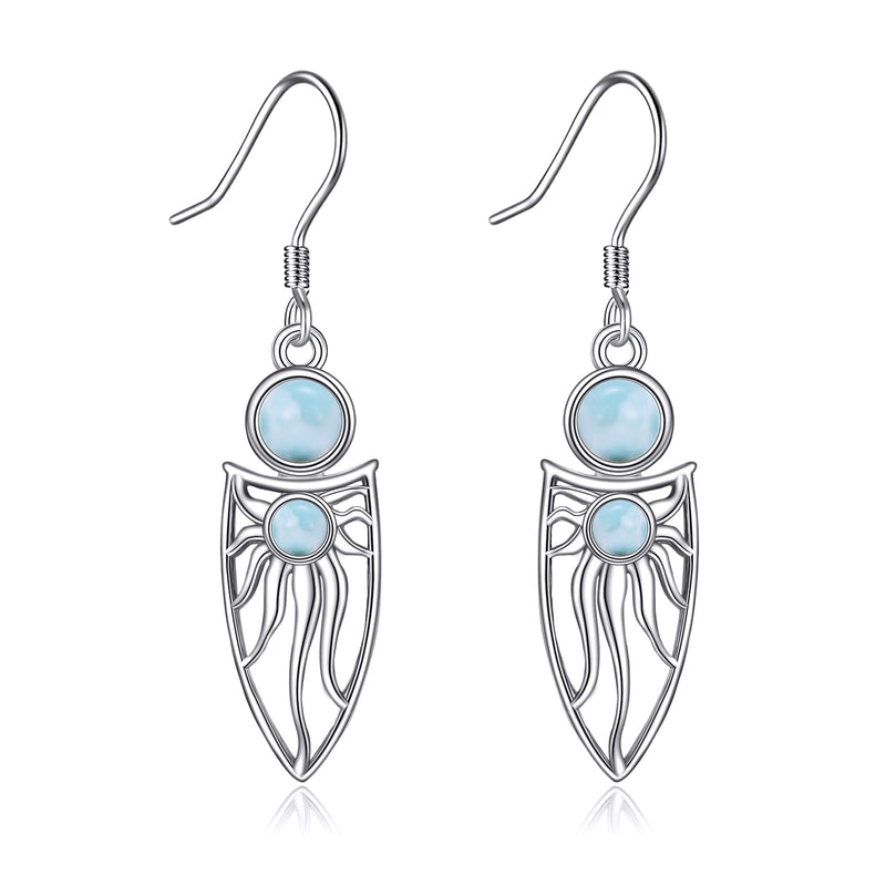 Larimar Dangle Earrings Sterling Silver Bohemia Sun Teardrop Leverback Earrings Earrings Jewelry Gifts for Women Girls - BeesActive Australia