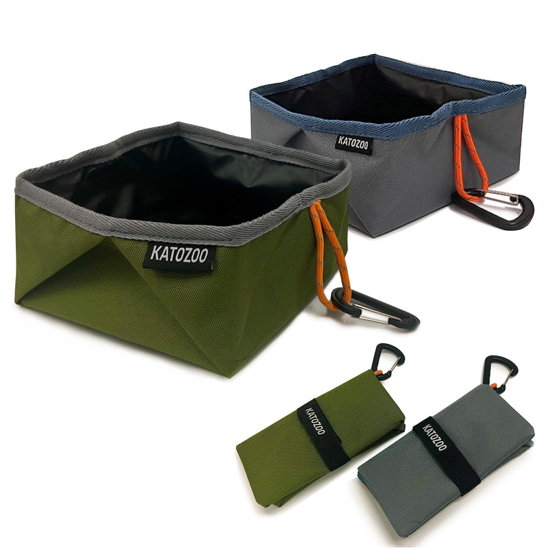 Travel Dog Bowls, 2 Pack 60oz Collapsible Dog Bowls for Food and Water Green+Grey - BeesActive Australia