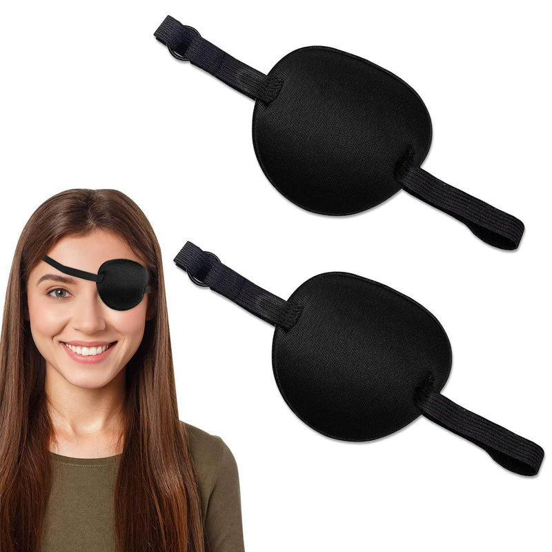 2 Pcs Eye Patch for Adults Kids,3D Adjustable Eye Patches for Amblyopia Lazy Pirate Costume(Black) - BeesActive Australia