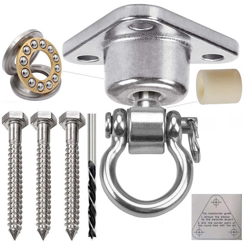 Silent Bearing Swing Hanger Heavy Duty, SUS Rust Proof, 1500LB Capacity 360 Degree Rotation, Playground Porch Yoga, Sandbag, Gym (3 Wooden Screws) - BeesActive Australia