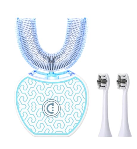 Sonic Glow Toothbrush, Whitening Kit with 2 Brush Heads | for Adults, Deep Teeth Whitening, Rechargeable, 4 Modes, Waterproof, Travel-Friendly, Replacement Heads Included,White White