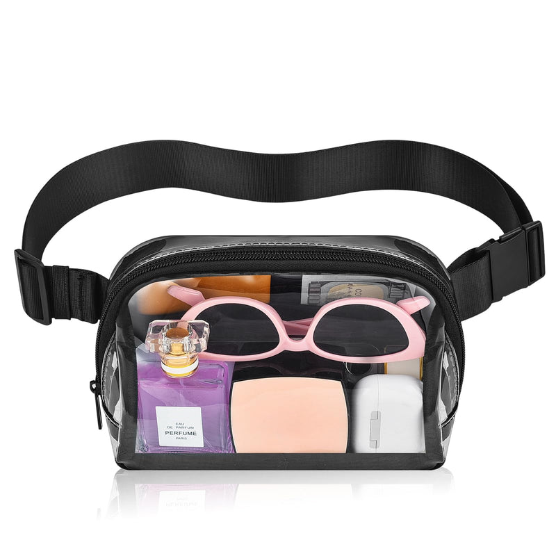 Clear Fanny Pack Waterproof，Clear Belt Bag for Women Men with Adjustable Strap，Fashion Waist Packs for Sport Concert Festival Black Clear Waist Pack