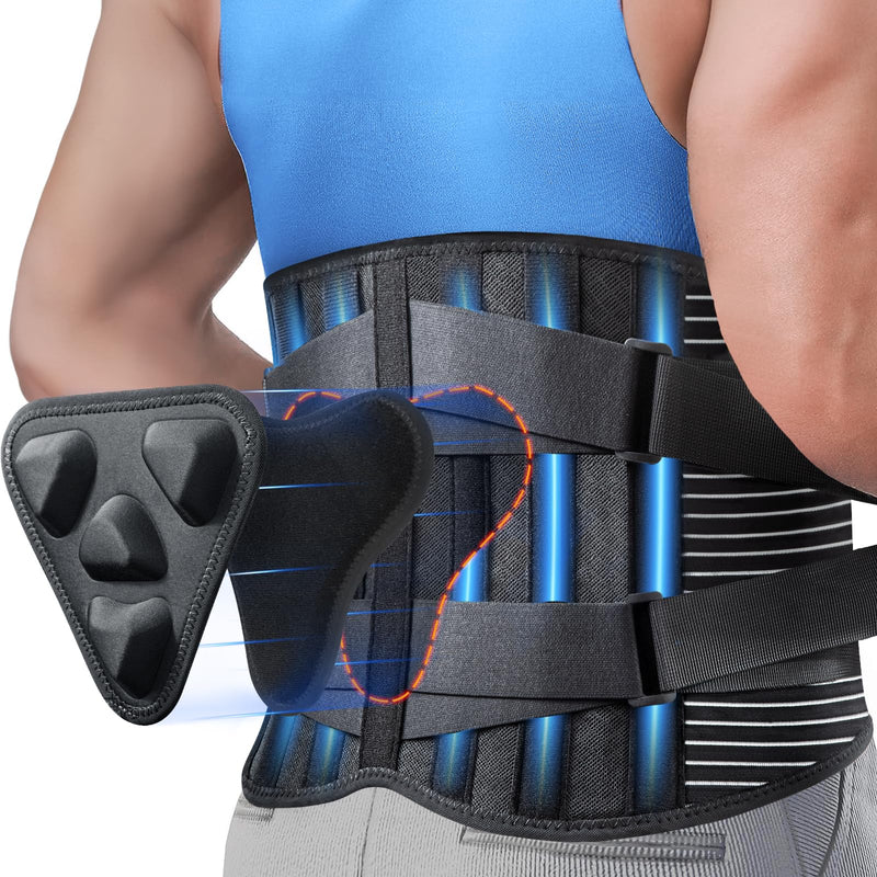 CAMRIER Back Brace for Lower Back Pain Relief with 3D Lumbar Pad, 6X Back Support Belt With Alternative Strips for Men/Women, Soft Breathable Mesh Fabric Lumbar Support for Herniated Disc, Sciatica Large Black - BeesActive Australia