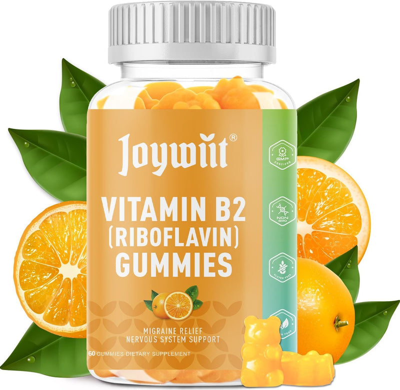 Vitamin B2 Gummies, Riboflavin 400mg, B2 Vitamins 400mg | Chewable for Adults and Kids，Migraine Relief & Energy and Nervous System Support, Non GMO, Vegan - 60 Counts 1