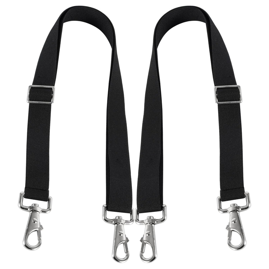 Horse Blanket Sheet Leg Straps, Replacement Stretchy Belly Strap with Double Swivel Snaps, Adjustable Length from 24 to 42 Inch Black(2 Pcs) (Two Side Snaps) Two Side Snaps