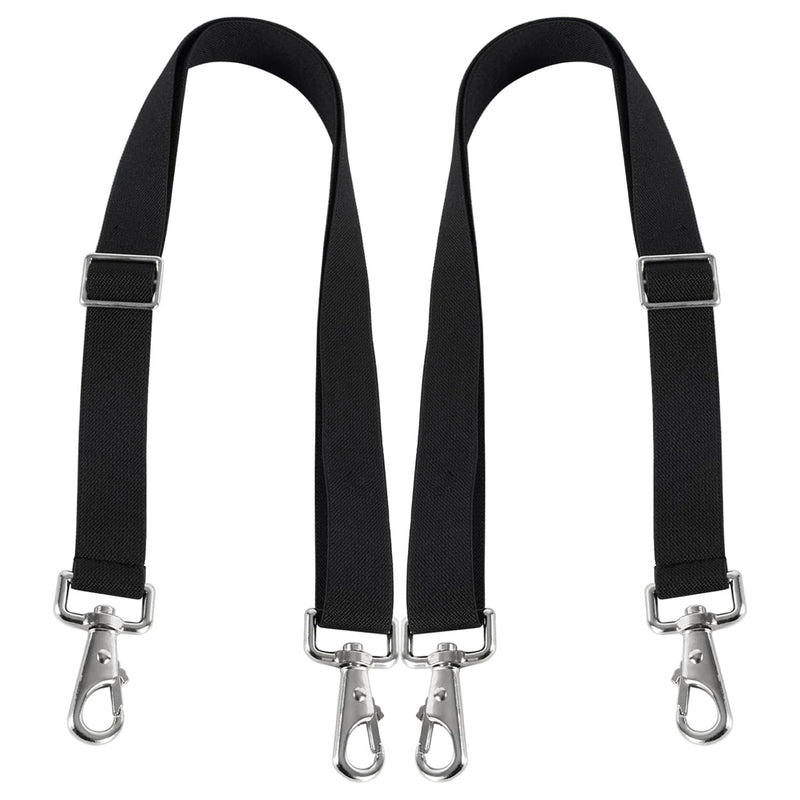 Horse Blanket Sheet Leg Straps, Replacement Stretchy Belly Strap with Double Swivel Snaps, Adjustable Length from 24 to 42 Inch Black(2 Pcs) (Two Side Snaps) Two Side Snaps