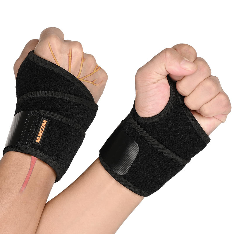 NURCOM 2 Pack Copper Wrist Brace for Carpal Tunnel, Upgraded Compression Wrist Support Brace for Day Night Support, Adjustable Wrist Wraps for Arthritis Tendonitis Pain Relief, Sport, Both Hands, Black One Size - BeesActive Australia