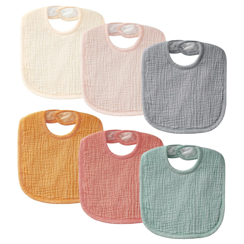POIKSHARK 6-Pack Muslin Baby Bibs for Unisex Boys Girls, Solid Colors, Soft Cotton Baby Drool Bibs, Drooling and Teething Bibs for Infant, Newborn - BeesActive Australia