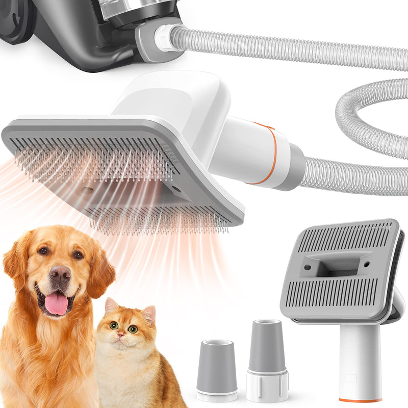 Afloia Dog Brush Vacuum Attachment, Cat Brush, Pet brush Innovative Pet Grooming kit, 1-1.5'' Hoses Diameter Universal Adapter Compatible with Most Round Vacuum Cleaners like Bissell, Eureka etc. Orange - BeesActive Australia