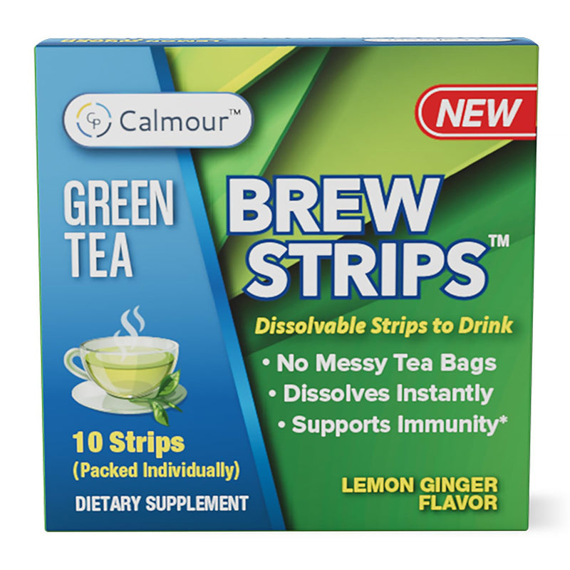 Calmour Natural Green Tea Extract Strips 10 Pack | Green Tea Bags Alternative Travel Friendly On-The-Go Quick Dissolving Strips | Lemon Ginger Tea with Antioxidants | Matcha Green Tea Powder - BeesActive Australia