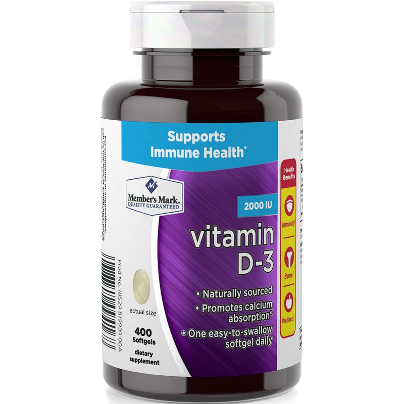 Member's Mark Vitamin D3 50 mcg (2000 IU) Dietary Supplement (400 ct.)