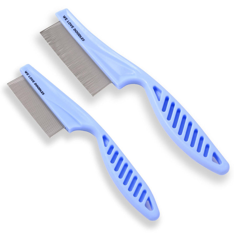 Dog Face Comb, Flea Comb for Dogs, Fine Tooth Tear Stain Remover, Removes Crust, Mucus, and Stains, Face Brush for Poodles & Other Breeds, Grooming Comb for Pets, Large + Small [We Love Doodles] - BeesActive Australia