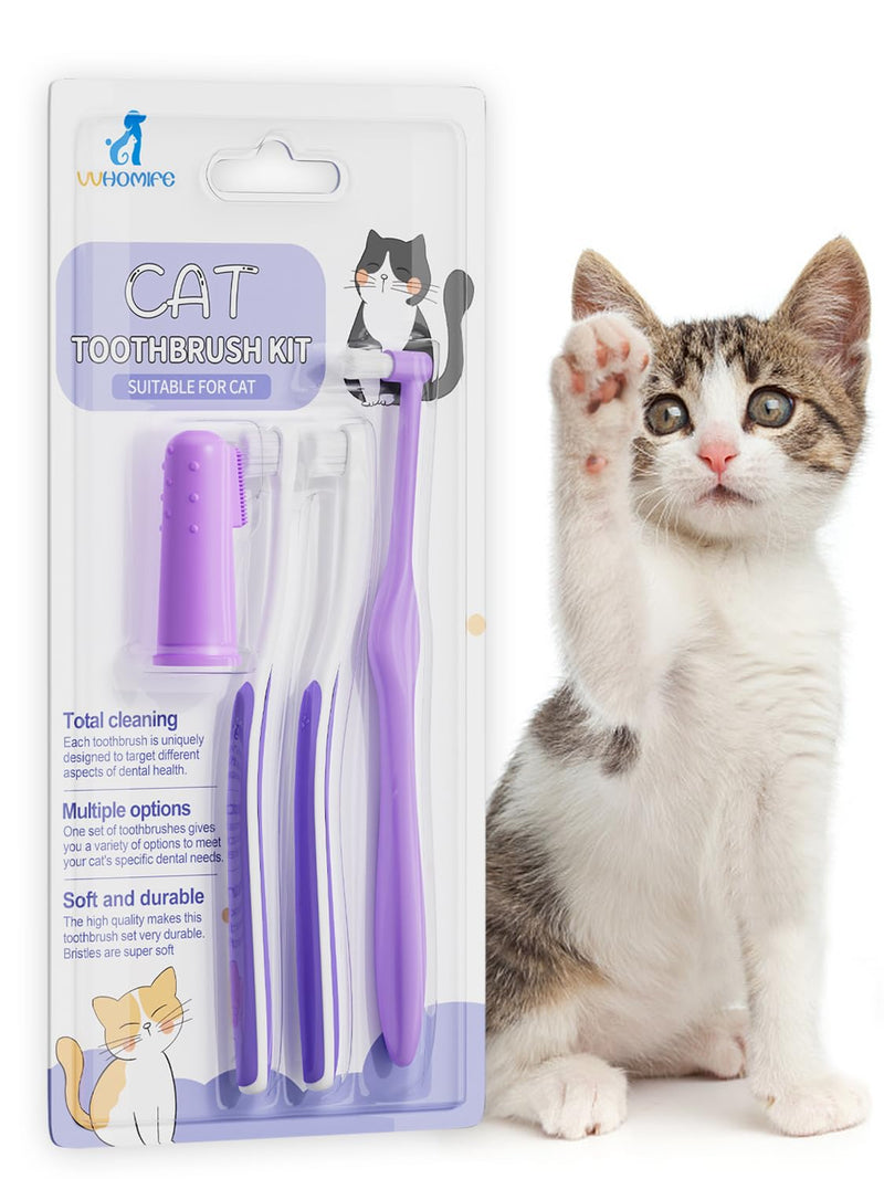 Cat Toothbrush Complete Kitty Dental Care Kit with Teeth Whitening Tracker - Premium Brushes for Cats, Easy Oral Hygiene & Gap Cleaning-cat cat - BeesActive Australia