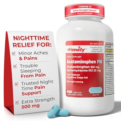 TIME-Cap Labs Extra Strength Acetaminophen PM Pain Reliever, 400 Caplets 400 Count ( Pack of 1)