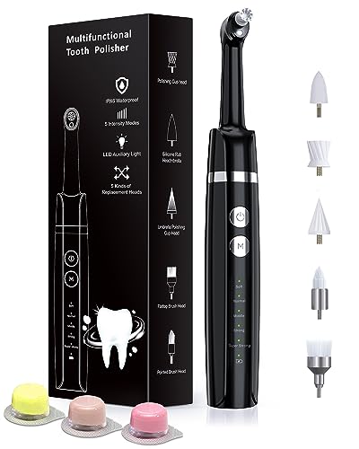 Tooth Polisher, Rechargeable Tooth Whitening Kit for Teeth Cleaning Black