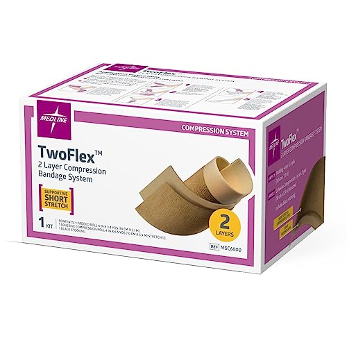 Medline TwoFlex 2-Layer Compression System, Easy to Use Adjustable Compression, for Athletes and Medical Use, Effective Compression with 2-Layer Design Pack of 1