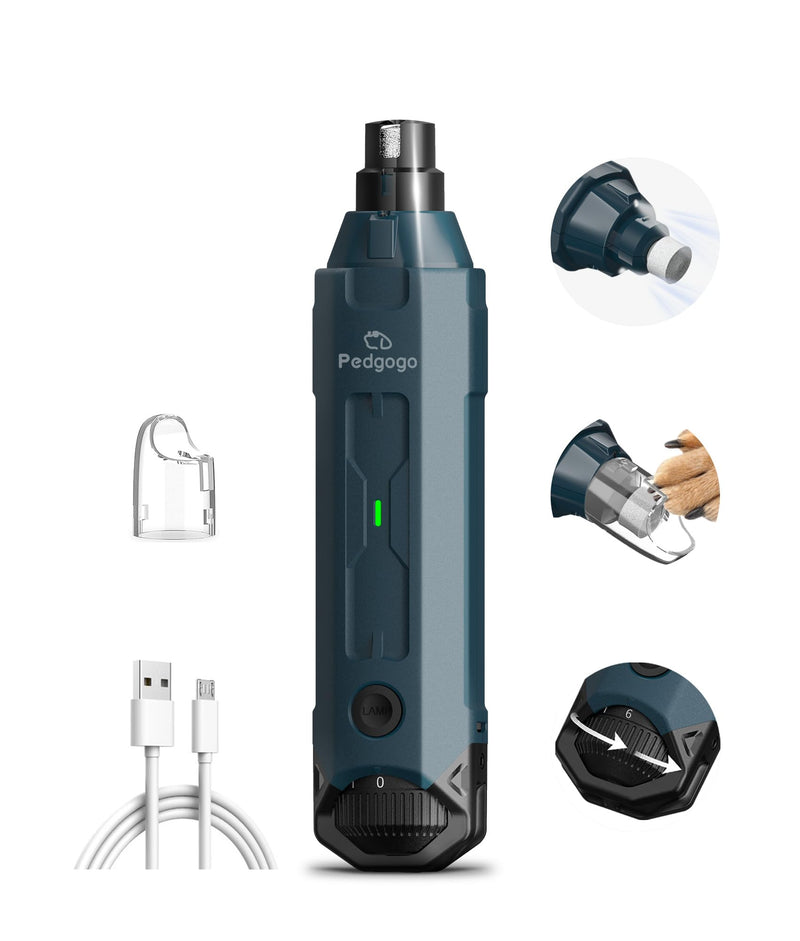 Dog Nail Grinder Super Quiet (45 db) 6-Speed pet nail grinder with 2 LED Lights 12000RPM & Professional 3 Grinding Ports Rechargeable Dog Nail Trimmer for Large Medium Small Dogs with Dust Cap Dog Nail Grinder-Blue - BeesActive Australia
