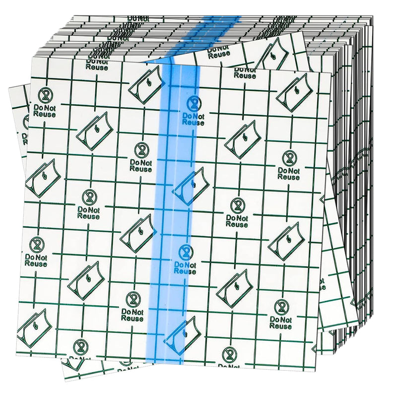 OBTANIM 50 Sheet Transparent Waterproof Stretch Adhesive Bandage Clear Film Dressing Bandages Tape Cover for Tattoo Shower Swimming Protector (4 x 4 Inch) 4 x 4 Inch, 50 PCS - BeesActive Australia
