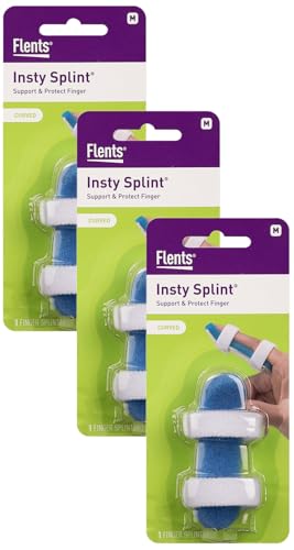 Flents Finger Splint, Two Sided Insty Splint, Medium, Supports & Protects Injured Finger (Pack of 3) Medium (Pack of 3) Curved Insty Splint