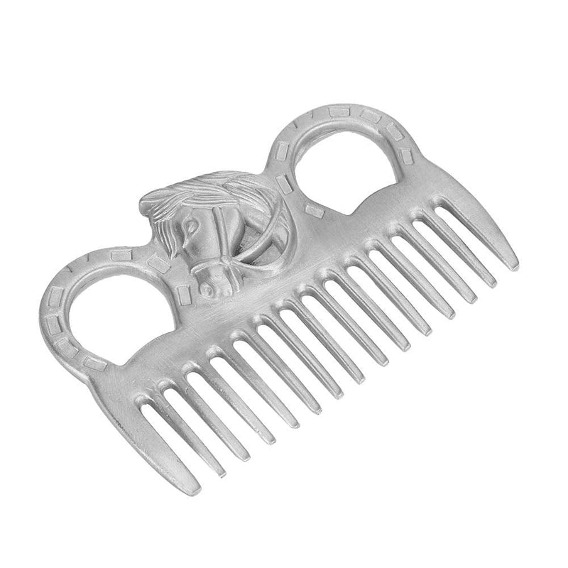 Metal Horse Comb, 4inch Stainless Metal Pulling Combs Horse Mane Comb Horse Tail Comb Mini Pocket Combs Horse Grooming Comb Livestock Comb for Cleaning Hair Removing Loose Undercoat Knots, Silver