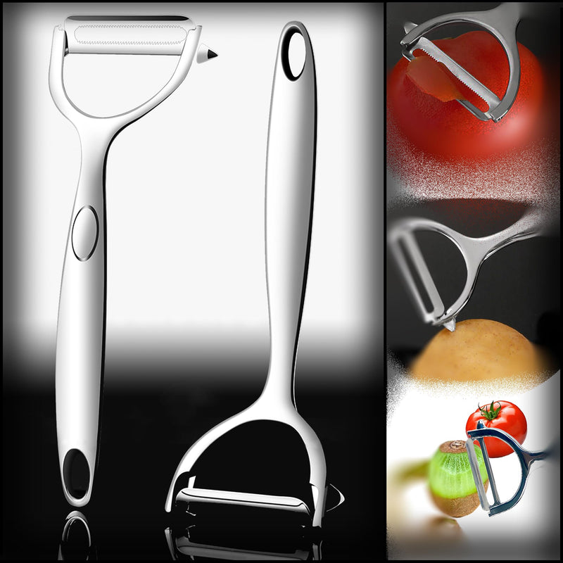 Vegetable Peeler Potato Peeler, Weight0.12Ib Stainless Steel Non-Slip Handle and Sharp Blades, Set Of 2 (1 Straight 1 Serrated Blade) Collaborative Work Perfect Peeling of all Crusts and Soft Skins Light 6.29 "x 2.36 "x0.45" - BeesActive Australia