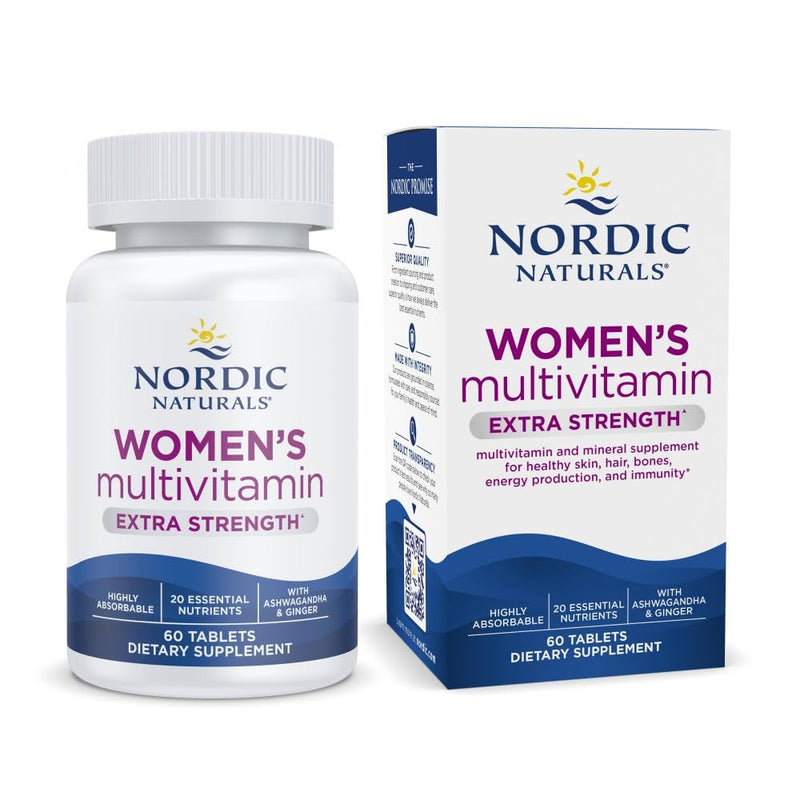 Nordic Naturals Women's Multivitamin - Extra Strength - 60 Tablets | 20 Essential Nutrients for Skin, Hair, Energy & Bone Support. Immunity Supplement. 30 Servings.