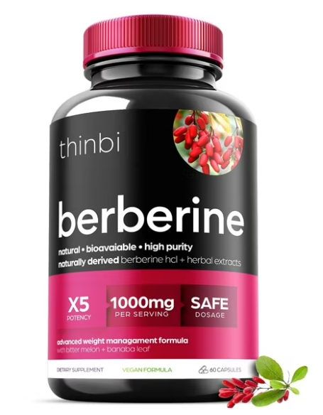 Berberine Supplement 1000mg Potent Botanical Capsules for Weight Management Support with Bitter Melon Fruit and Banaba Leaf Extract - HCl from Indian Barberry Extract - 30 Servings -Thinbi 100 Count (Pack of 1) - BeesActive Australia