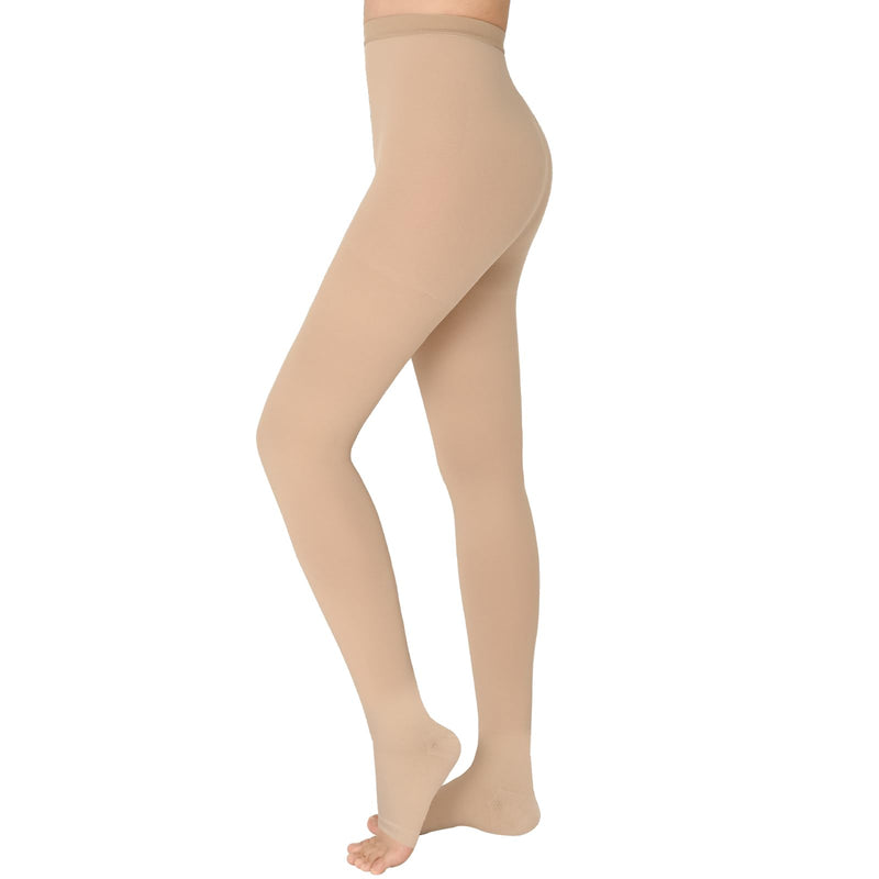 KTINNEAD 20-30 mmHg Compression Pantyhose for Women, Open Toe Medical Compression Stockings, Waist High Opaque Compression Tights for Edema, Varicose Veins, Swelling, Pregnant, Teacher, Doctor Beige2 M - BeesActive Australia
