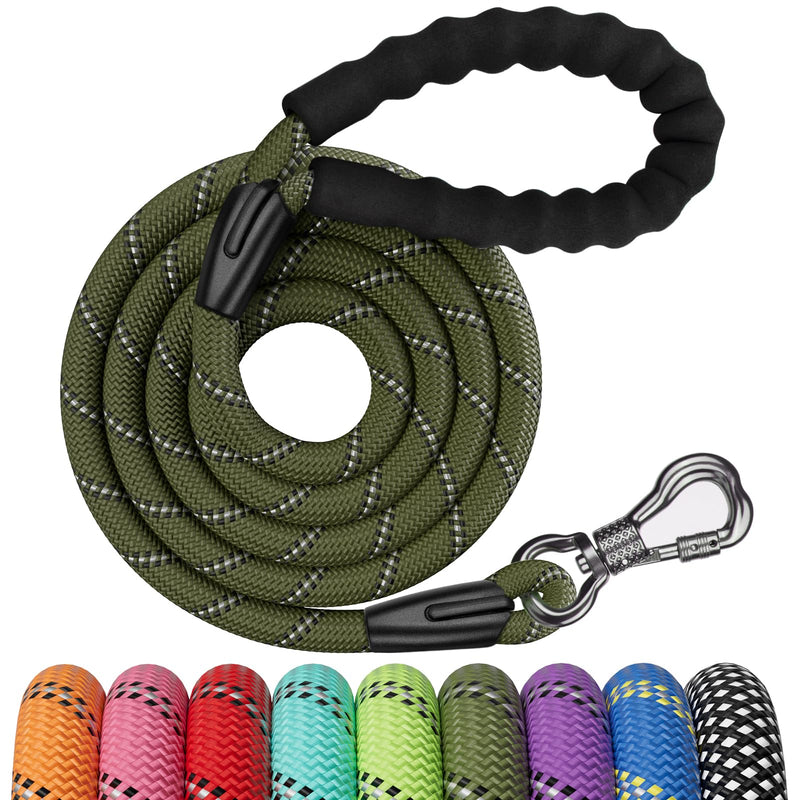 NTR 6FT Heavy Duty Dog Leash, Olive Rope Dog Leash with Swivel Lockable Hook and Comfortable Padded Handle, Cat Puppy Leash Lead for Small Medium Large Dogs Training, Playing, Camping,or Backyard 6ft*1/2" - BeesActive Australia