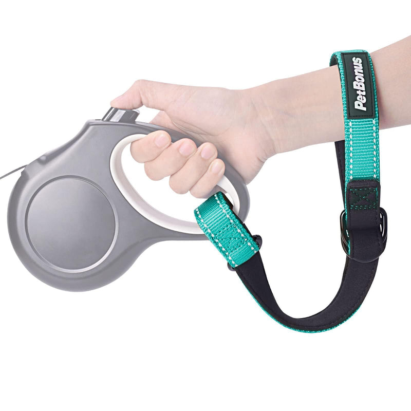 PetBonus Short Dog Leash, Safety Wrist Strap for Retractable Dog Leash, Reflective Design and Adjustable Soft Padded Handle, Extra Layer Security for Pet Stroller (Turquoise) Turquoise 1 Pack