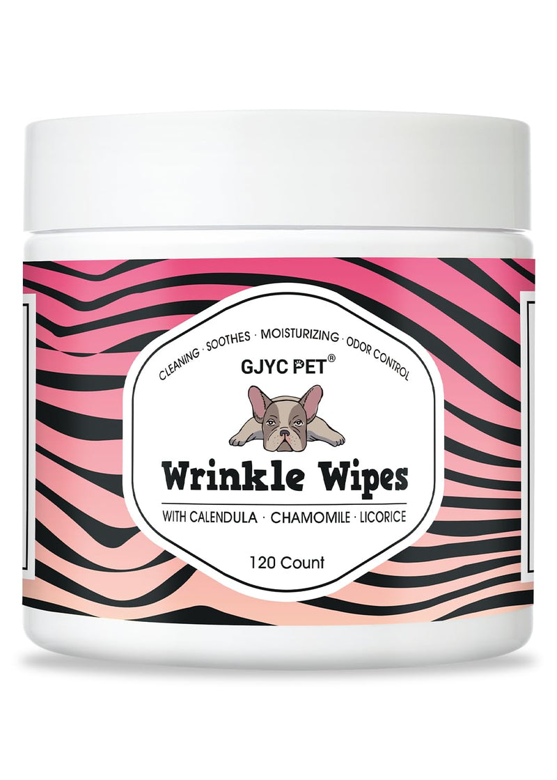 Natural Wrinkle Wipes for Dogs, 120 Count, Hypoallergenic Dog Wipes, Wrinkle Wipes French Bulldog, Cleaning & Deodorizing, Dog Wipes for Grooming Faces, Paws & Butts 120 CountWipe - BeesActive Australia