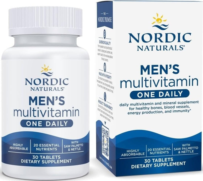 Nordic Naturals Men's Multivitamin One Daily - 30 Tablets, 1 Month Supply | 20 Essential Nutrients for Bone, Energy & Blood-Vessel Support. Immunity Supplement. 1 Tablet Daily. 30 Servings. 1 Count (Pack of 30)
