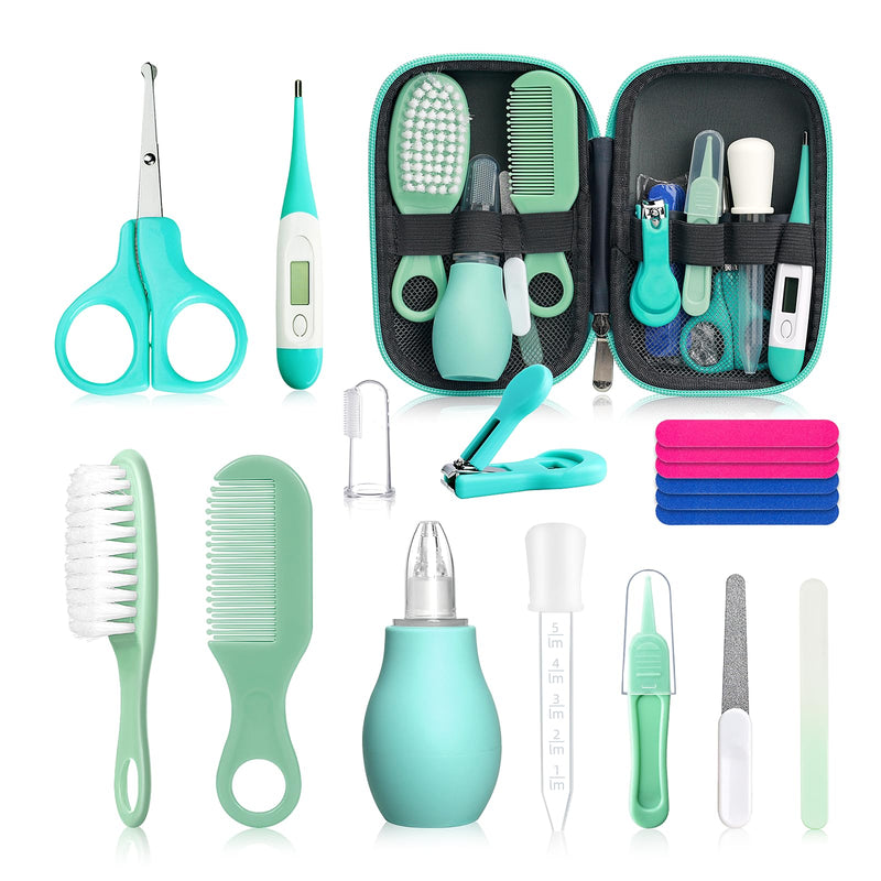Baby Grooming Kit for Boys Girls Safety Newborn Nursery Essentials Grooming Set Gift for First-time Parents Green 18 in 1 - BeesActive Australia