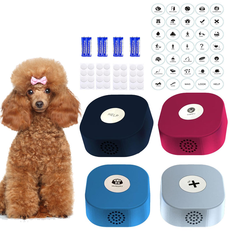 Dog Buttons for Communication Voice Recording Training Buzzer 30S Repeatable Pet Speaking Puzzle Toy for Cats & Dogs Clicker Dog Talking Button Set for Study Office Home 4 Packs Dog talking button set pack of 4 - BeesActive Australia