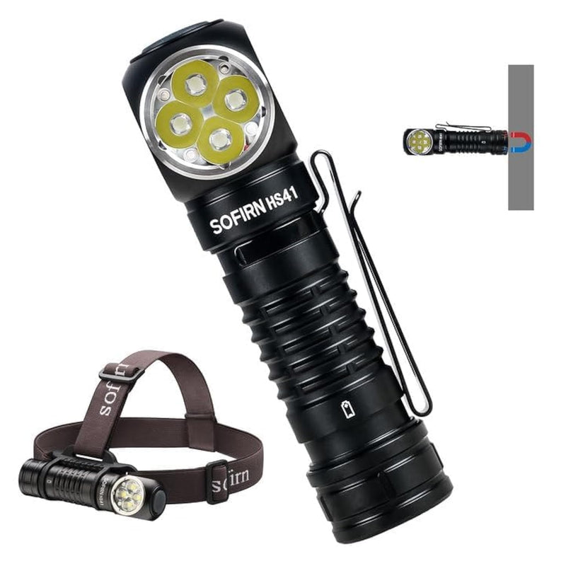 4000 Lumen Headlamp Rechargeable Head Lamp, Sofirn HS41 LED EDC Headlight with Magnetic Base, IP68 Water Resistance, High Lumens Super Bright Head Light for Camping Emergency(Battery Included) Black-4000LM - BeesActive Australia