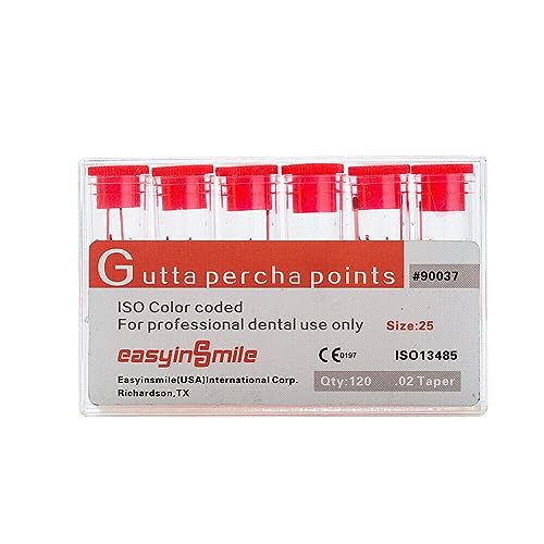 Dental Gutta Percha Points .02/ .04/.06 Taper Assorted for Endo Endodontics Root Canal (.02 Taper, #25)